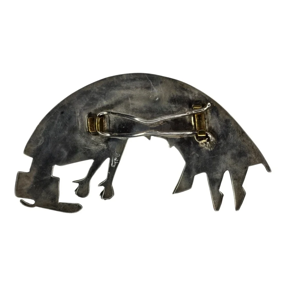 Tommy Singer Navajo Sterling Silver Rainbow Man Chip Inlay Barrette
